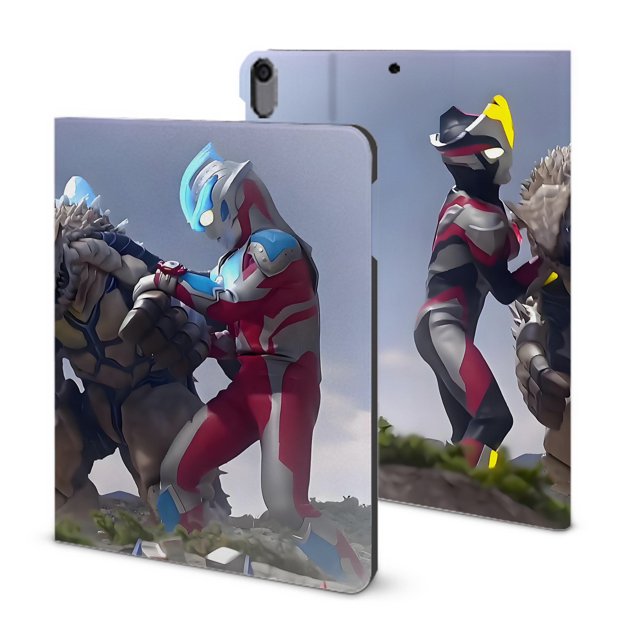 （画像用） ウルトラマン Ultraman IPad ケース ブック型 PUレザー TPU 耐衝撃 軽量 薄型 ペン収納なし 全面保護 IPad 各モデル対応